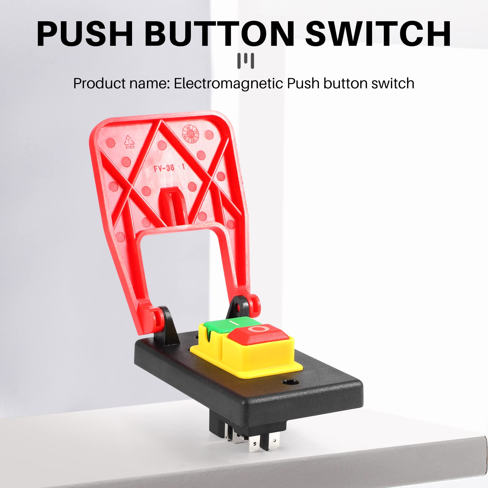 RETTI Commutateur de Bouton-Poussoir D'ArrêT D'Urgence à Capot Rouge ÉTeint Allumé Commutateur de DéMarrage ÉLectromagnéTique avec Protection Sous-Tension/Surtensions de Puissance 16A