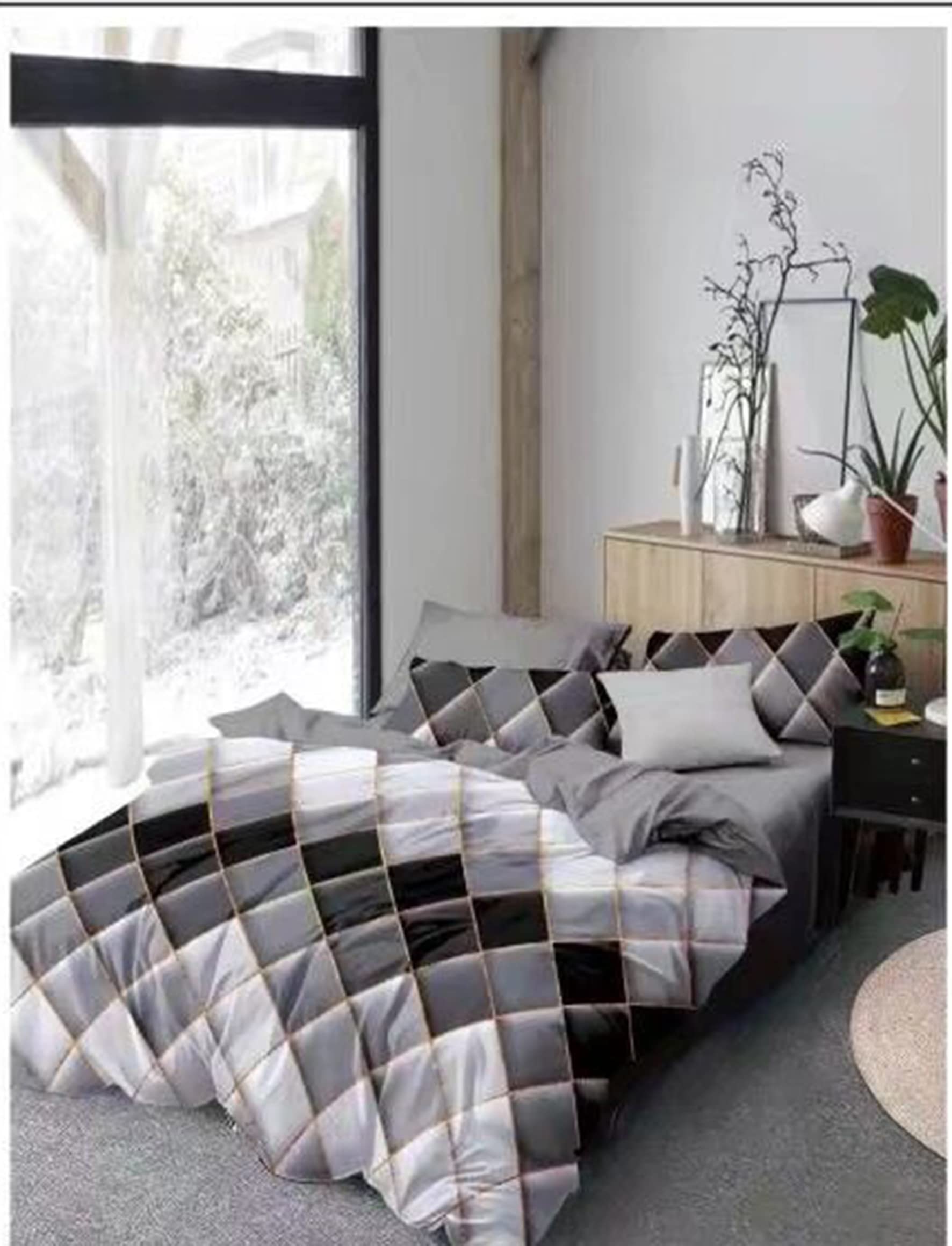 Duvet Set - Count 6 Pieces Set - King Size (220x240) - Beautiful Snow White Bedding Set