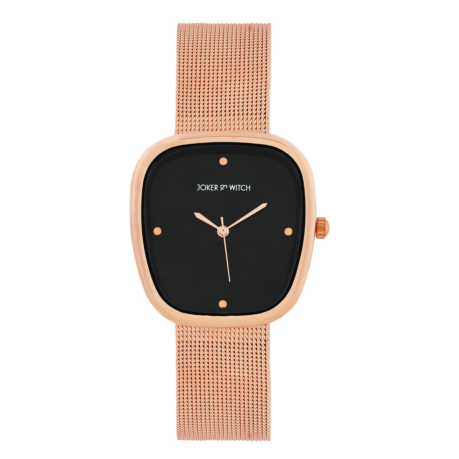 joker & witch Verity 34mm Black Dial 12mm Rose Gold Steel Mesh Watch for Women-picture-48