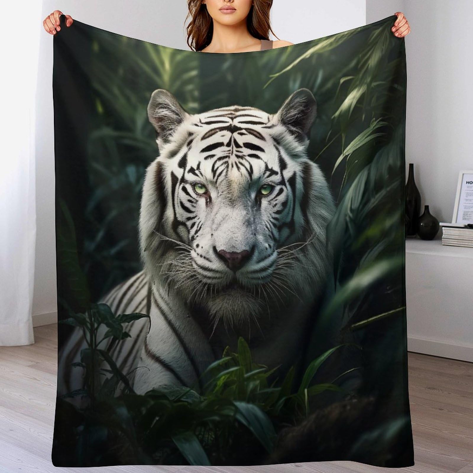 Couverture plaid tigre en flanelle polaire 140x180cm pour canapé et lit salon