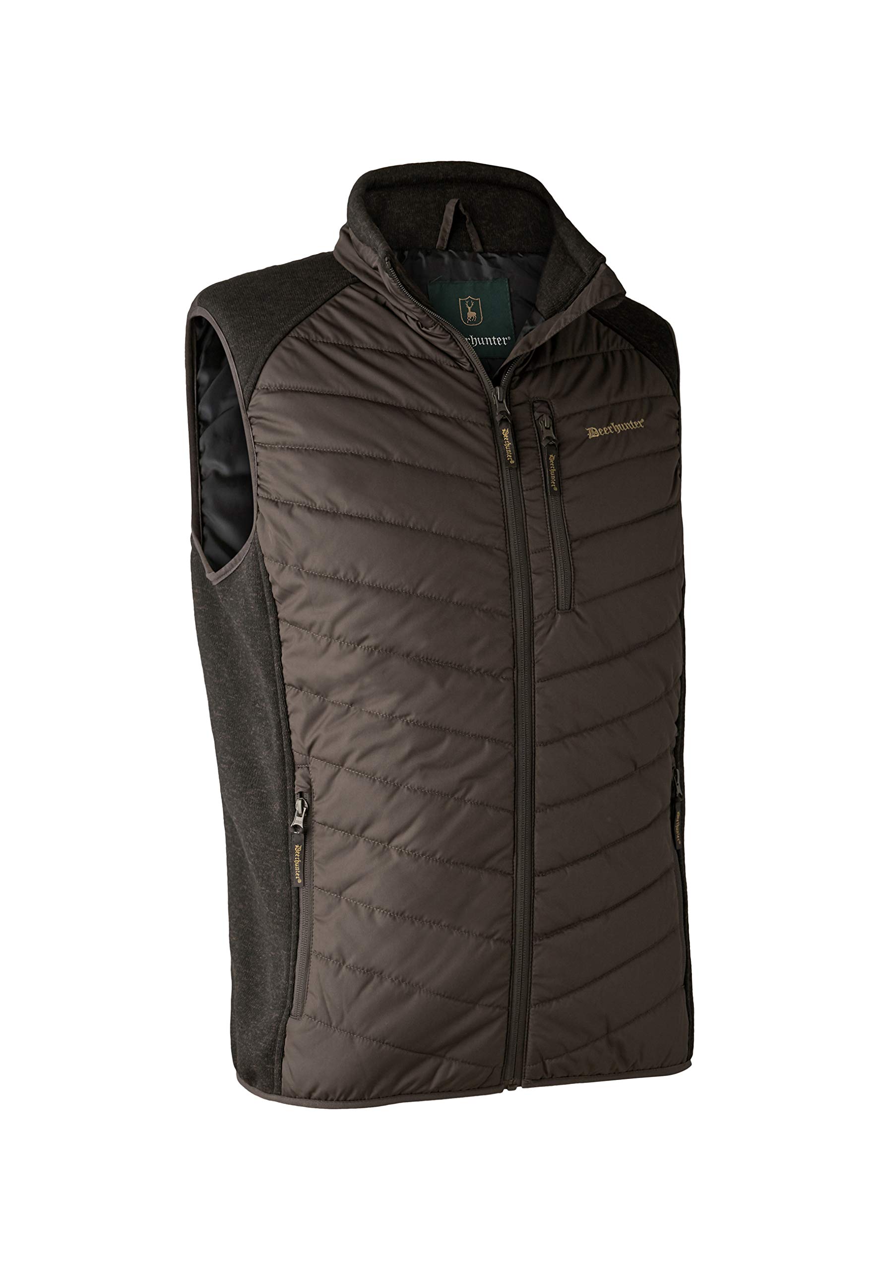 Deerhunter Men's Brown Moor Padded Waistcoat W. Knit Leaf XXXXX-Large - Hunting Outdoor Gear For