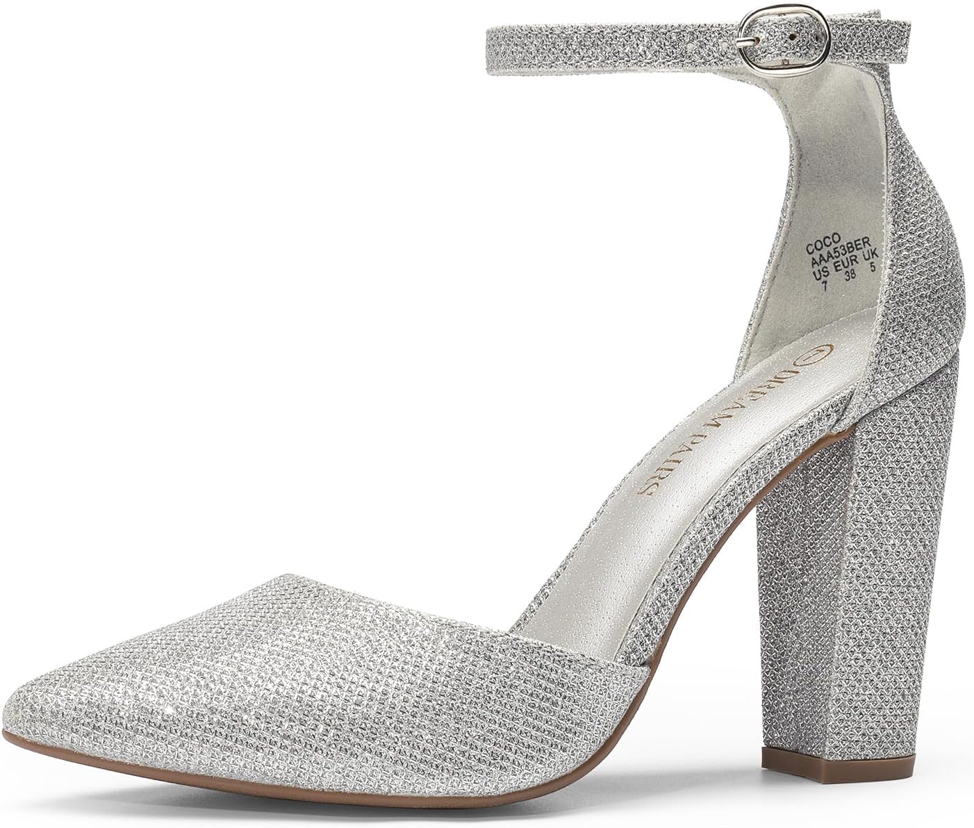 DREAM PAIRS Women's Coco High Heels Chunky Block Pumps Pointed Closed Toe Ankle Strap Dress Shoes