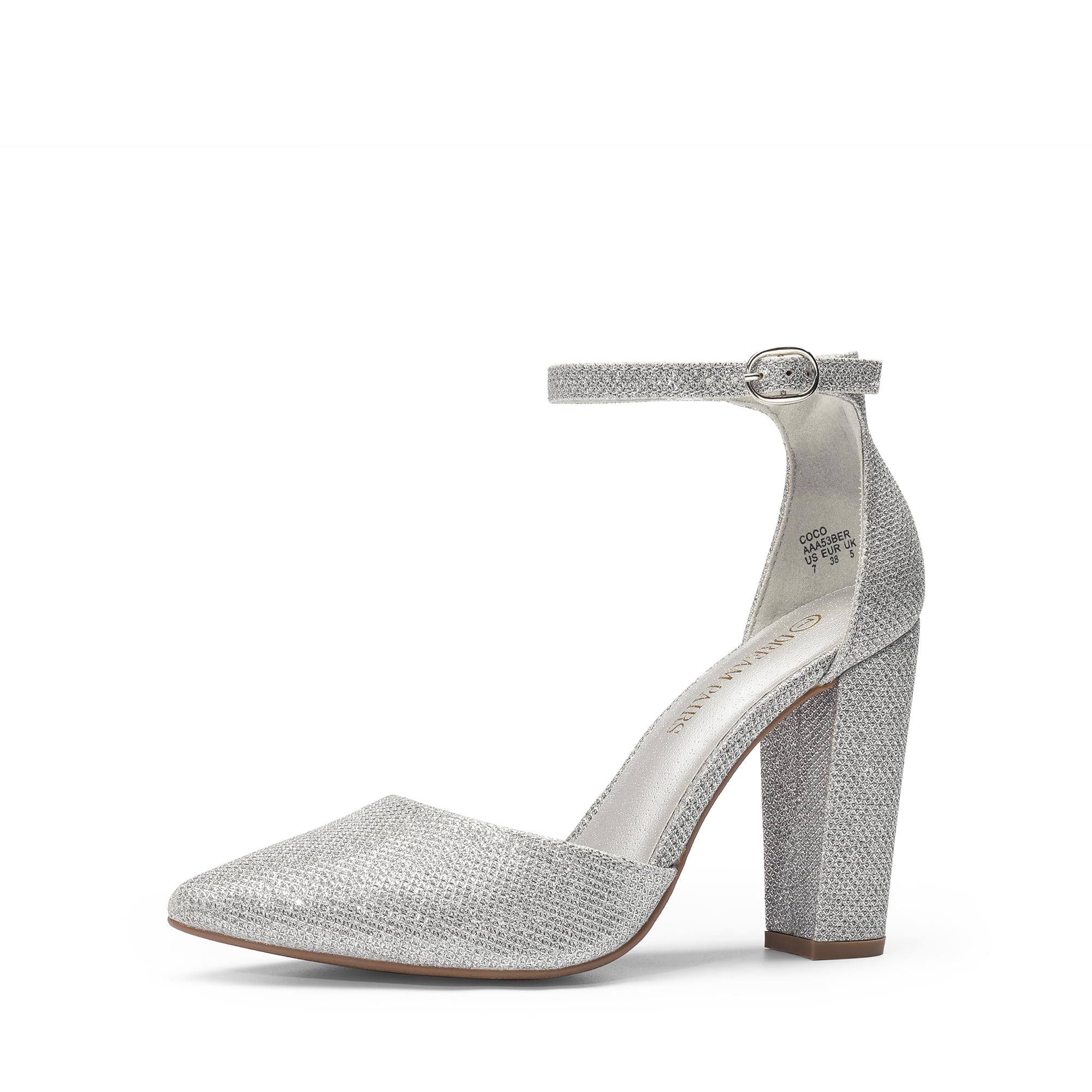 DREAM PAIRS Women's Coco High Heels Chunky Block Pumps Pointed Closed Toe Ankle Strap Dress Shoes