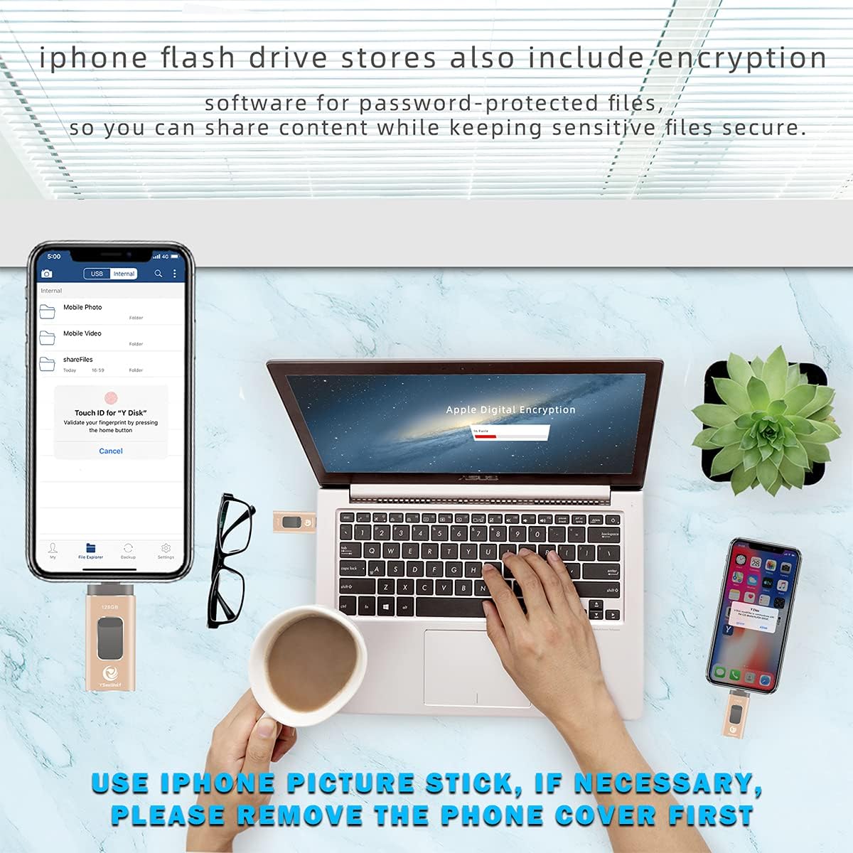 USB Flash Drive 128GB USB Flash Drive Tpye c Flash Drive 3.0 YSeaWolf External Storage, Tpye c, Android, PC USB Picture Stick USB Memory Stick photostick Mobile for Phone (Gold)