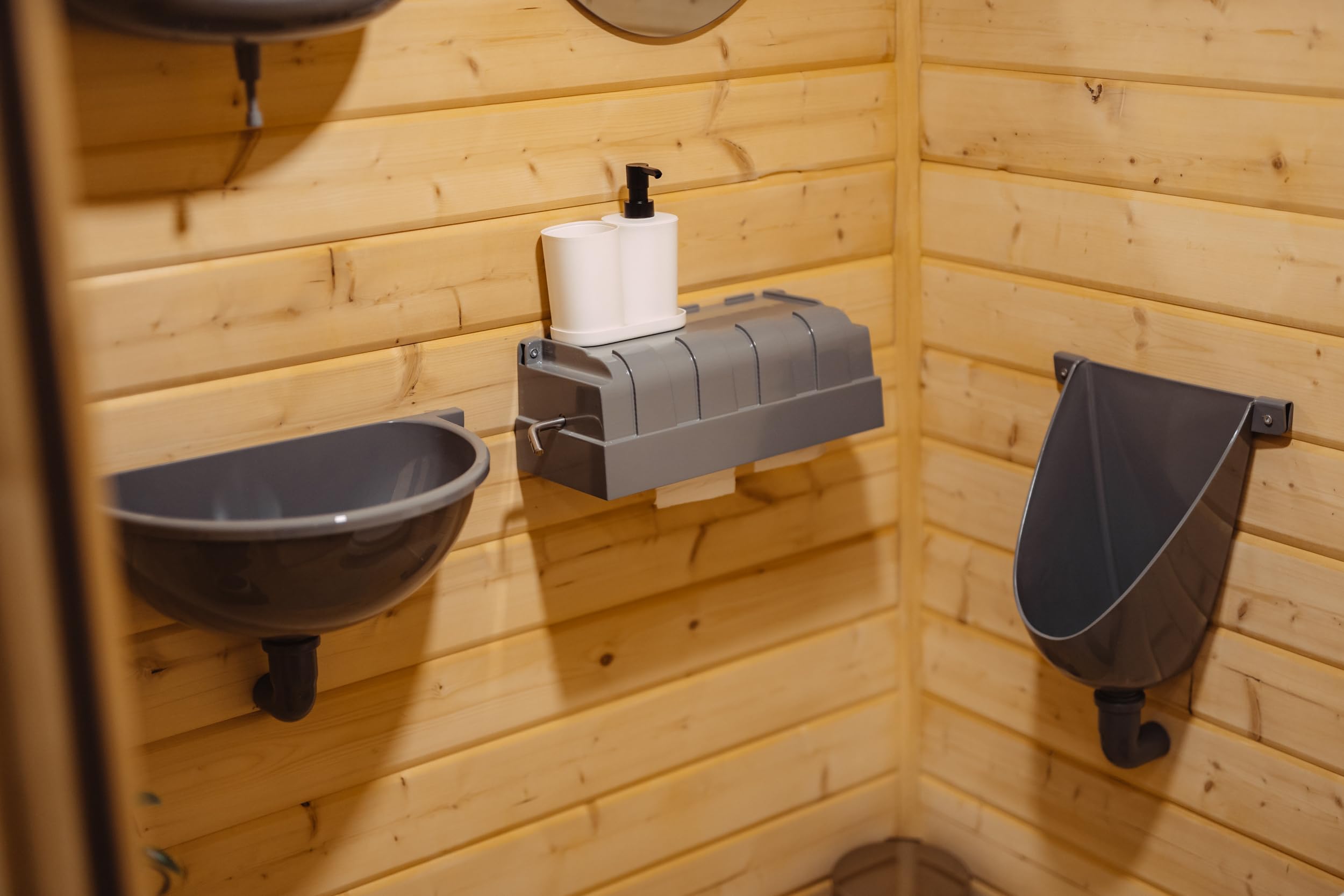 Urinal Kunststoff einfach und wasserlos, mit Schlauch und Schlauchschelle für Camping Garten Keller Baustelle WC, Made in Europe