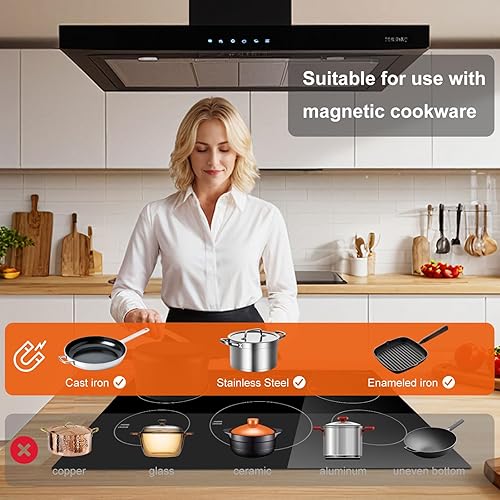 Miniatura 3 de AMZCHEF Placa de inducción de 30 pulgadas 10600 W con 5 quemadores BOOST, 9 niveles eléctricos, control integrado por pantalla táctil deslizante,