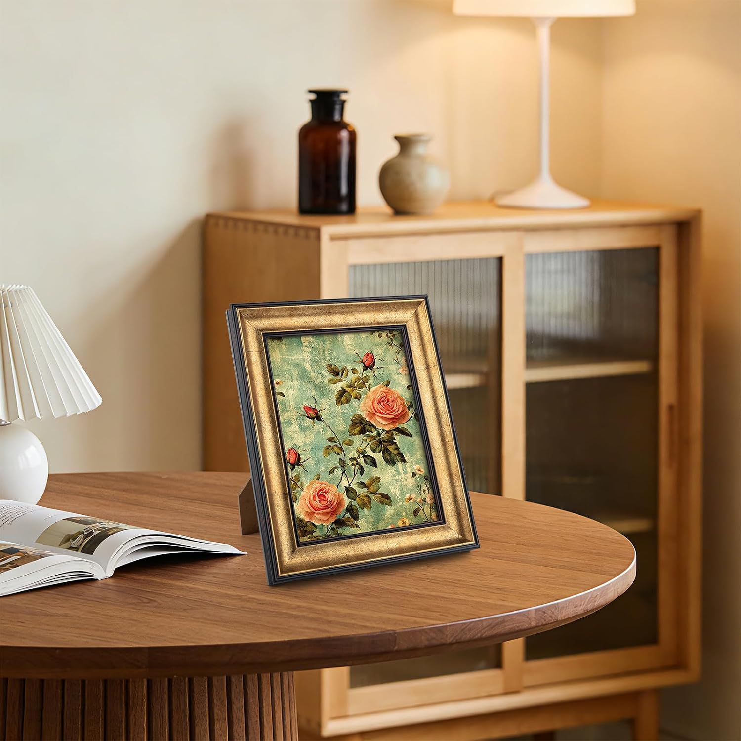 Golden State Art, 6x8 Inch Poster Frame Dark Gold Brown & Bronze, Horizontal and Vertical Wall Display, With Real Glass