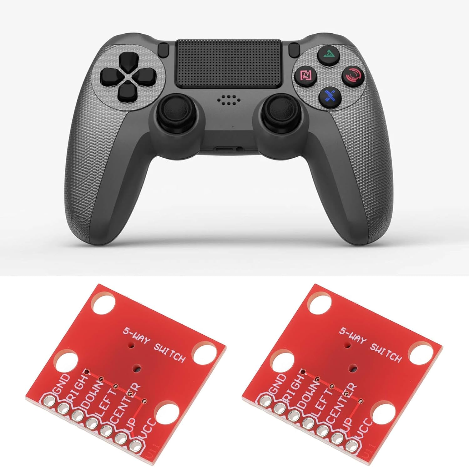 4 Sets 5-Way Tactile Switch Adapter Board with 8-Pin Header for Game Controller Joystick Multi-Direction Control