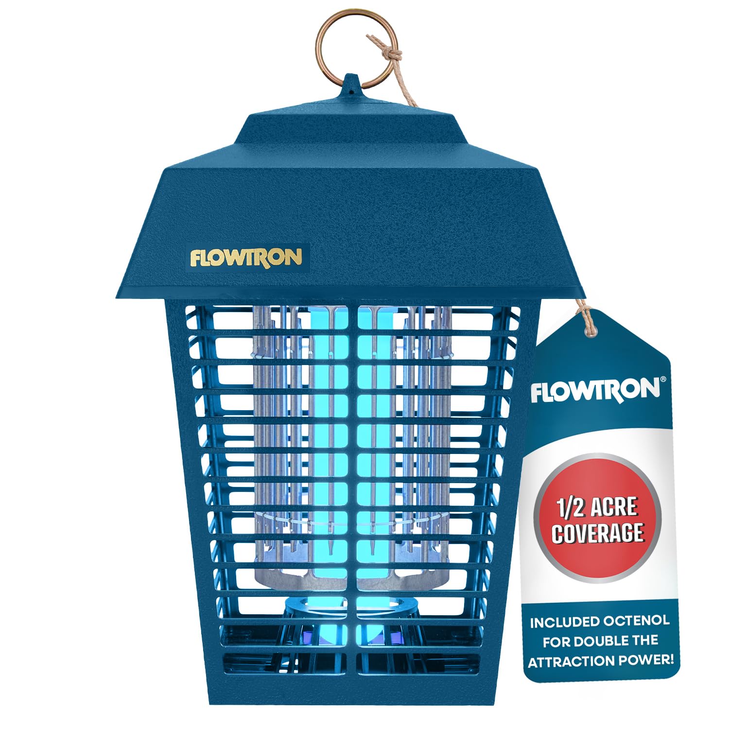 Flowtron Electric Bug Zapper, 1/2 Acre Outdoor, 15W UV, 5600V Zap, Blue