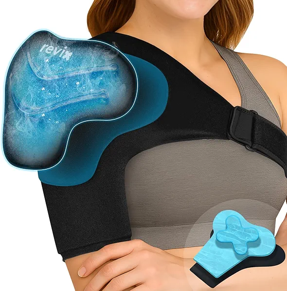REVIX Triple-Layer Gel Shoulder Ice Pack Wrap for Rotator Cuff, Reusable Ice Pack Shoulder Brace with Extra Removable Coldfocus for Long-Lasting Cold Therapy, Soothe Biceps Discomfort & Muscle Relief