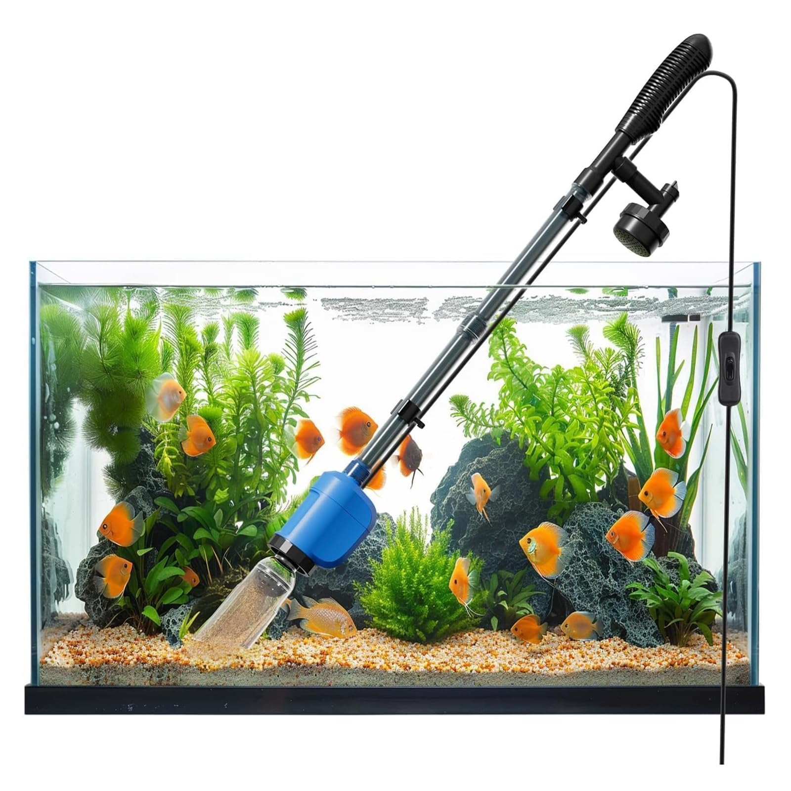 Pompe à siphon pour aquarium – Échangeur d'eau manuel et rondelle de sable, outil de nettoyage respectueux de l'environnement, efficace avec tuyau d'eau de 2 m