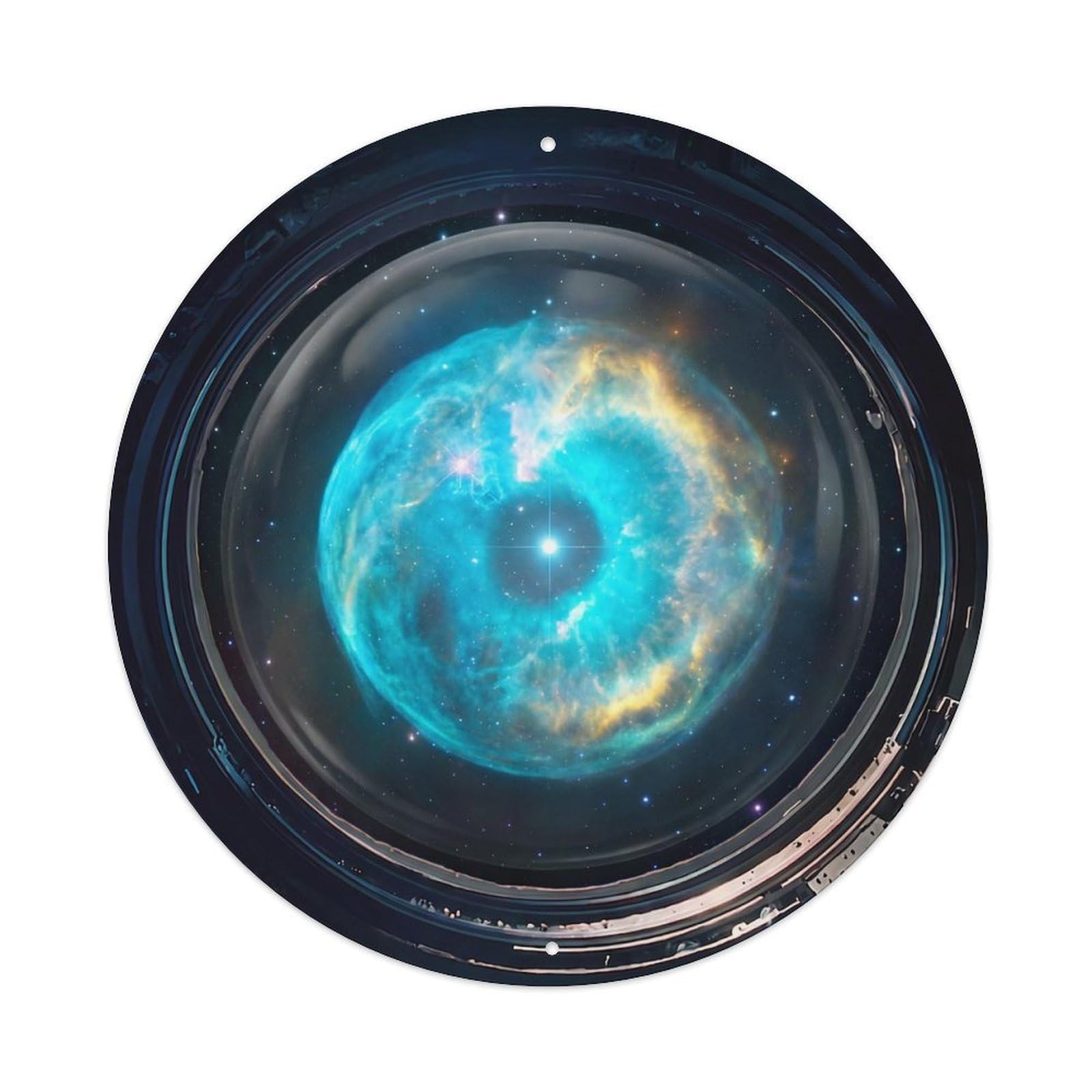 Cyan Planetary Nebula Shell View Metal Tin Sign