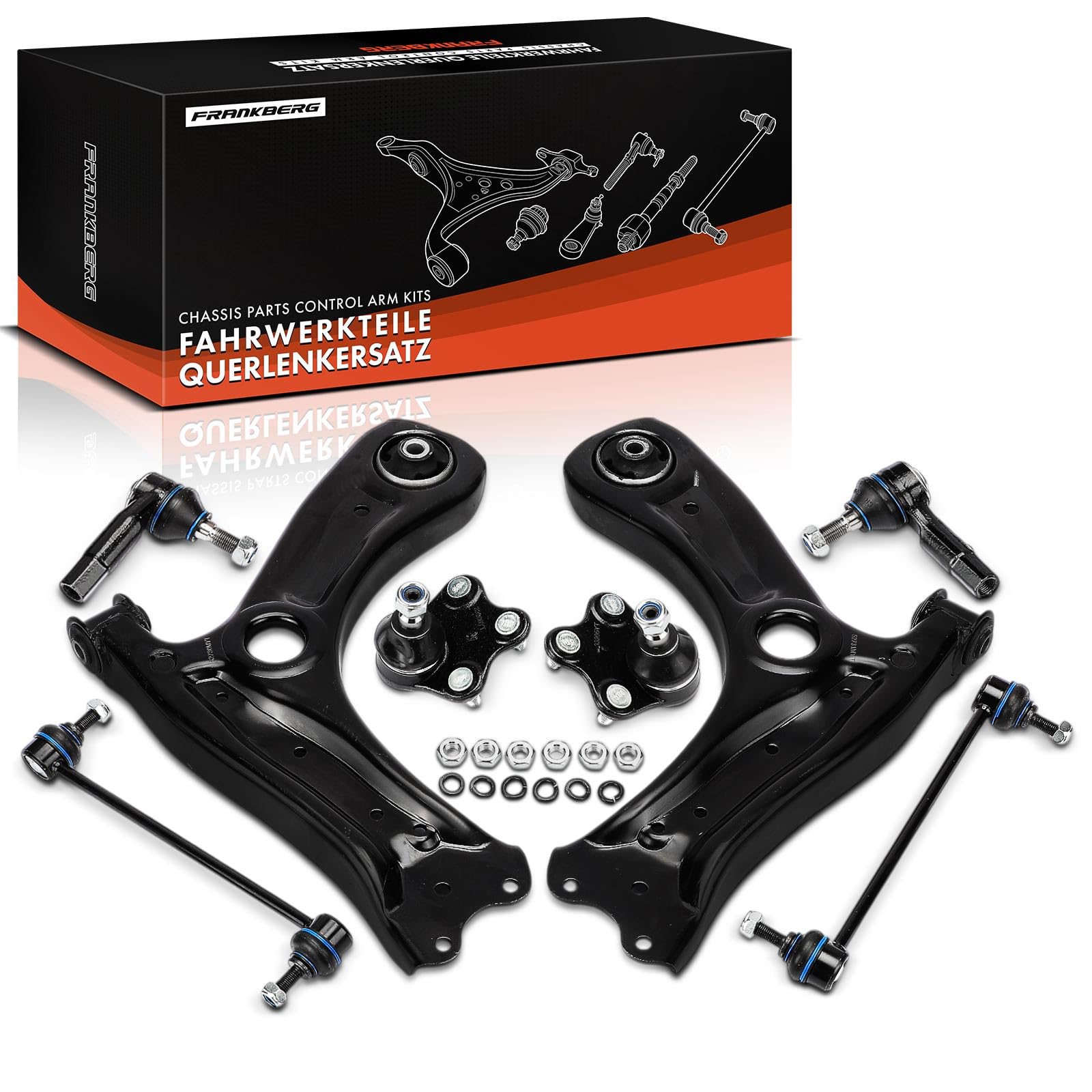 Frankberg 8x Querlenker Satz Vorne Links Rechts Kompatibel mit A1 Sportback Ibiza IV Ibiza IV ST Toledo IV Rapid Spaceback Polo Stufenheck Replace# 6R0407151F