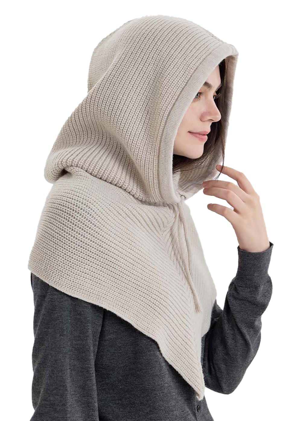 Balaclava Hood Hat Scarf Women 2 in 1 Hooded Scarf Winter Knit Beanie Hats Beanies Knitted Crochet Hat Scarfs Set 2025-image-16