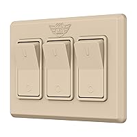 Vista 10 de Leisure LED interruptor triple SPST de encendido/apagado moderno con tapa, de 12 voltios, para RV, remolque, cámper, con etiqueta adhesiva (blanco)