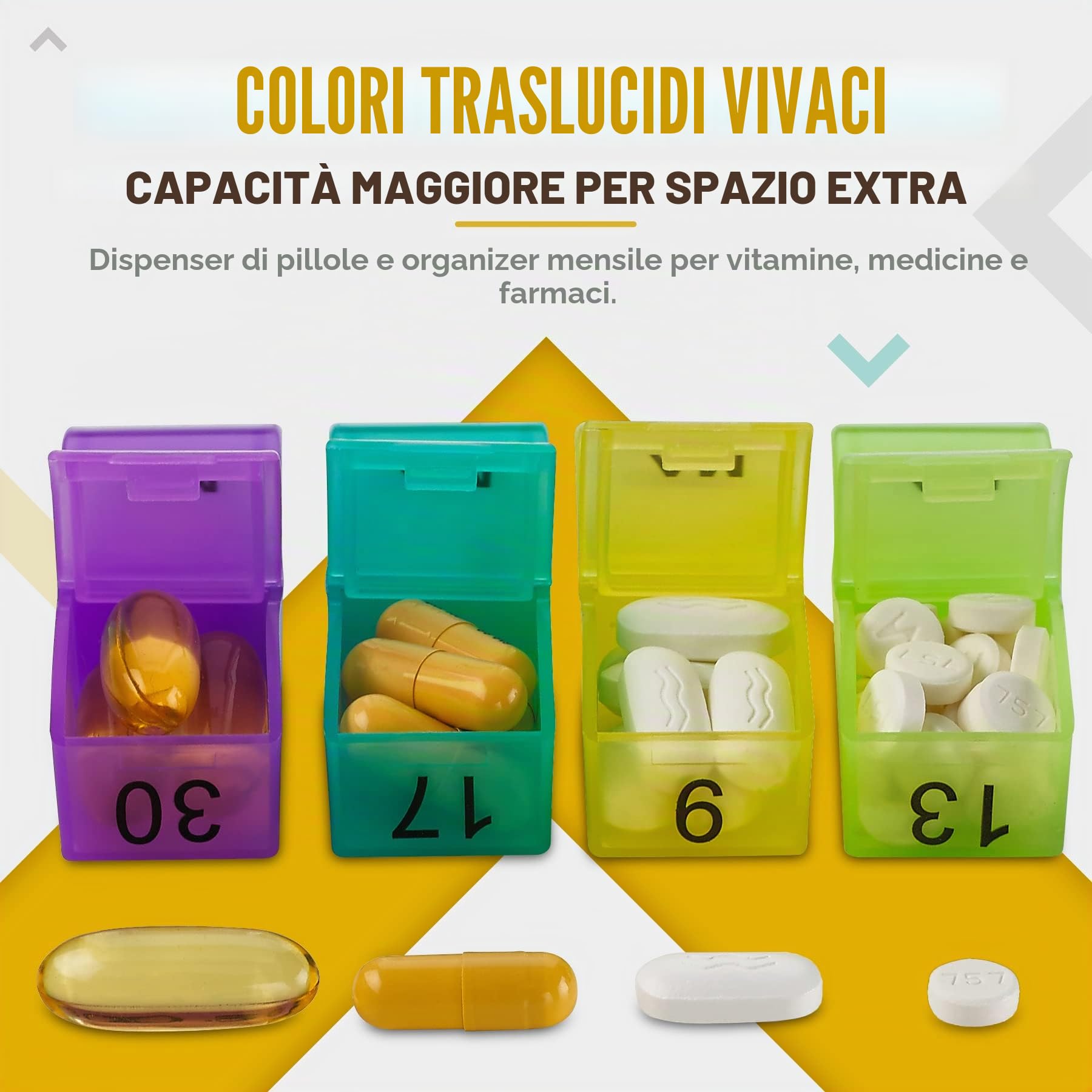 Organizer mensile per pillole 32 scomparti mattina e sera vitamine medicinali
