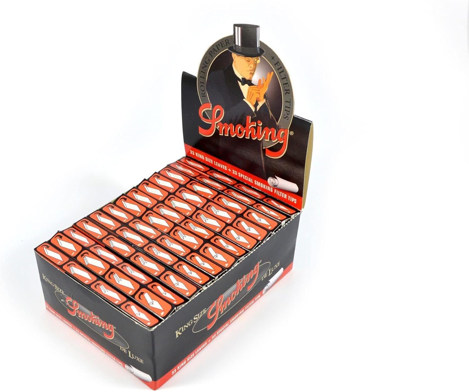 Smoking - Deluxe King Size Rolling Papers & Filter Tips - 24 Booklets Display Box with 33 Leaves per Booklet