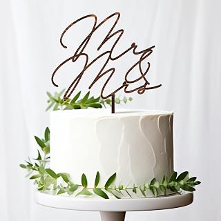 Rustic Mr & Mrs Cake Topper in Wood Wedding & Engagement Cake Decoration