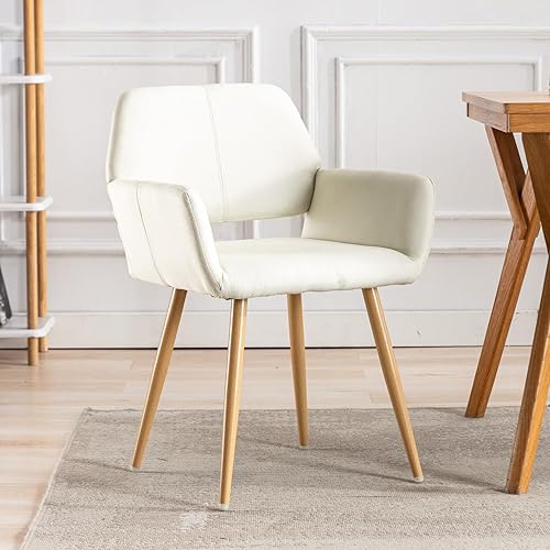 Goujxcy Silla de tocador de tela, moderna silla de escritorio tapizada para niñas adolescentes, cómoda silla con brazo decorativo con patas de metal