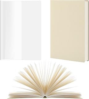 A6 Notebook with 8. 3 x 5. 8 Inches Clear Plastic Cover, Beige Hardcover and Lined Pages with 200 Pages, Transparent Waterproof PVC Notebook Strong Plastic Protective Cover for Books