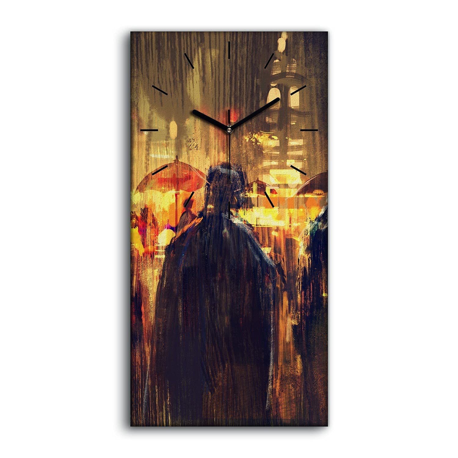 Horloge sur Toile Art Moderne Salon Tableau Silencieux 30x60cm