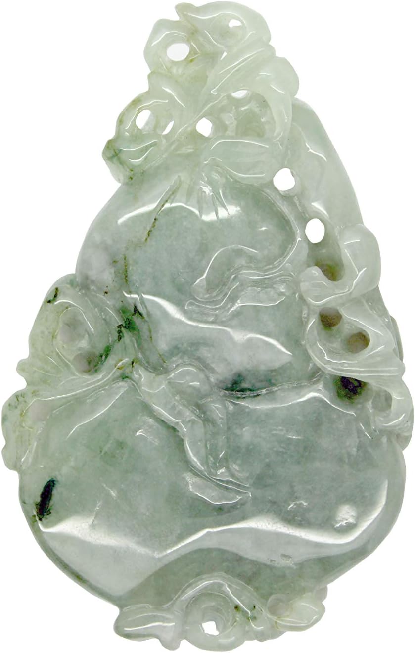 Jade Pendant with Dragon On Gourd Stepping On Money, Roots and Leaf an414