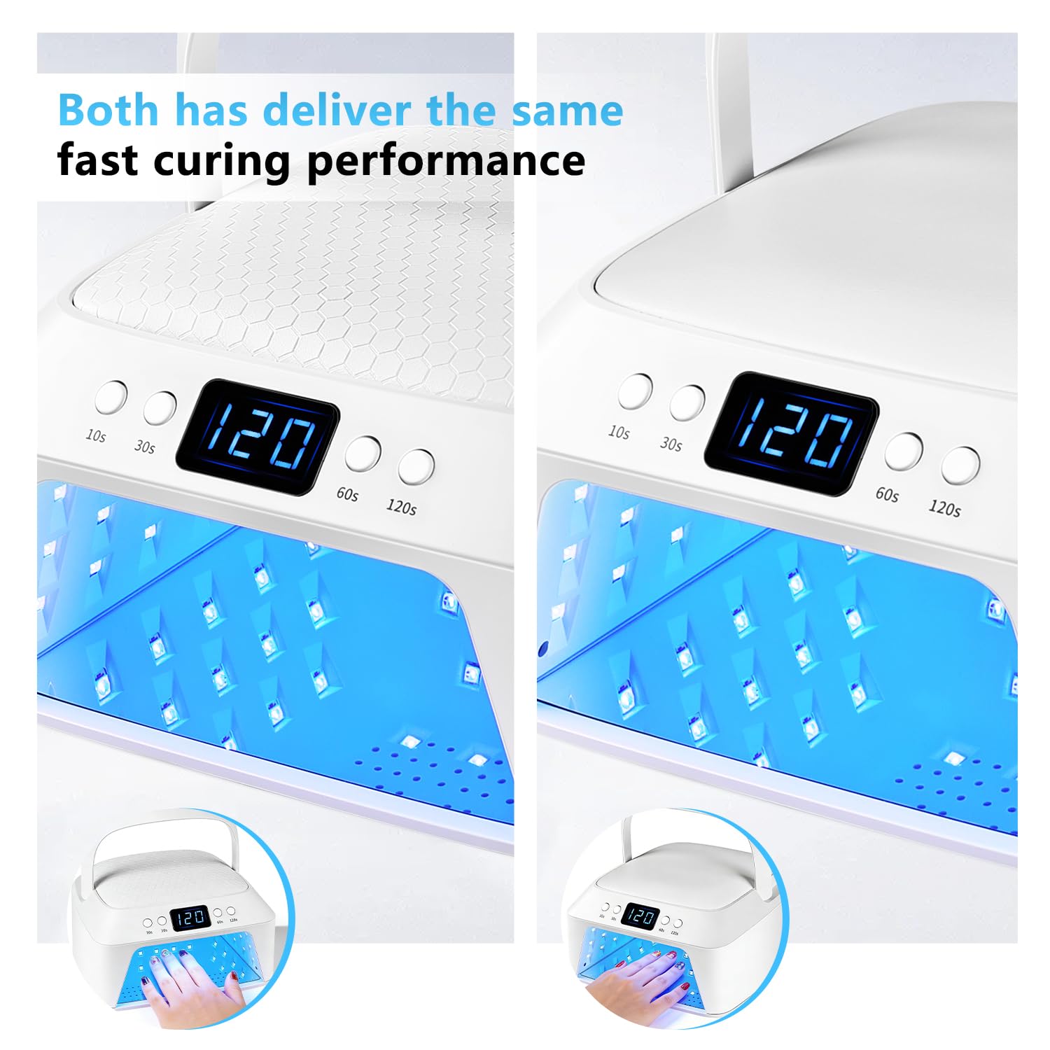JODSONE Lámpara Uñas Semipermanentes U V LED con Almohadilla para Manos y Espacio Amplio para Salón - Portátil con Doble Pantalla, Secado Rápido para Uso Profesional