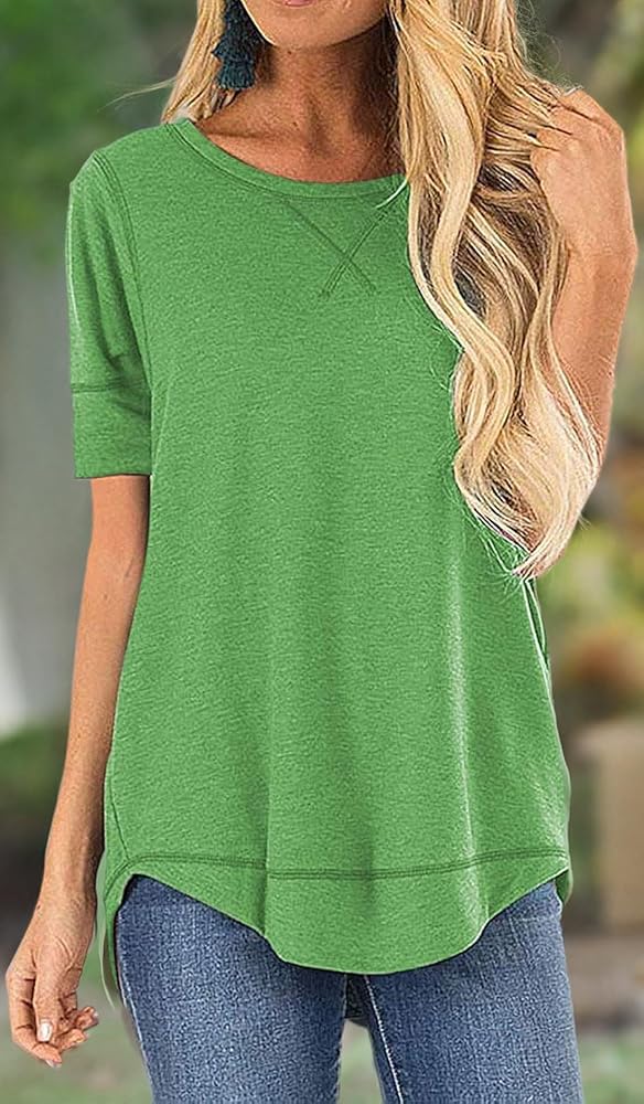 JomeDesign Blouses for Women Short Sleeve Side Split Casual