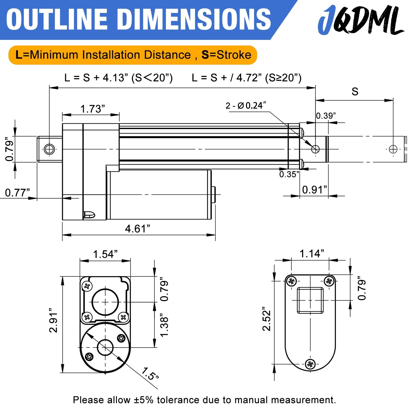 JQDML 12V High Speed Linear Actuator 66 lbs - 4 Inch Stroke IP54 Waterproof — Amazon image 8