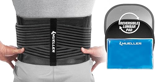 Miniatura 5 de MUELLER Sports Medicine - Soporte lumbar 4 en 1 con paquete calientefrío, ideal para dolor de espalda superior e inferior, alivio y apoyo para