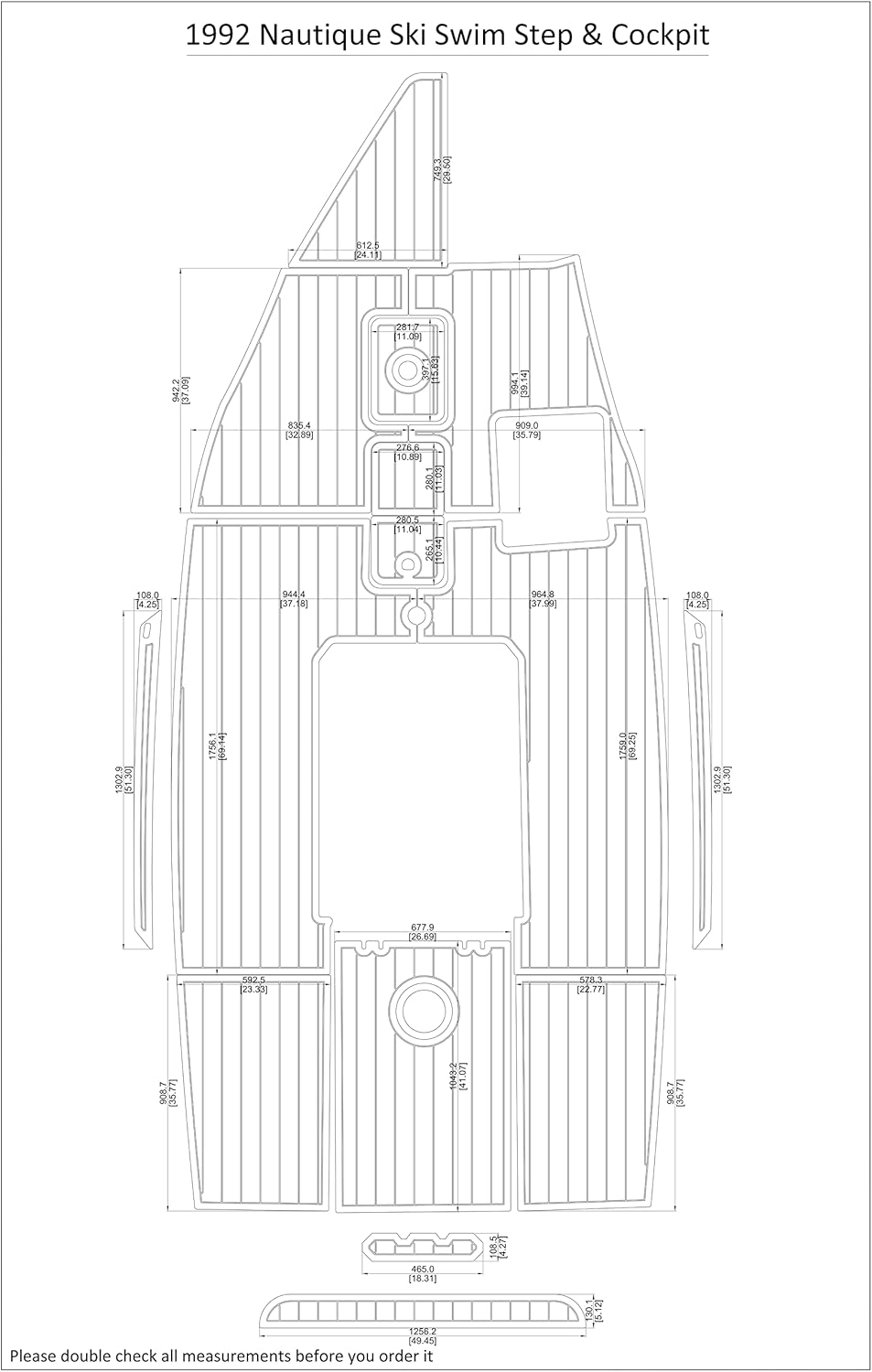 Boat EVA Faux Teak Decking Floor Compatible with 1992 Nautique Ski Swim Step Cockpit