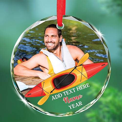 Miniatura 9 de Adorno de cristal de Navidad con nombre de foto personalizado, adorno de Navidad para amantes del béisbol 2025, texto personalizado, adornos de