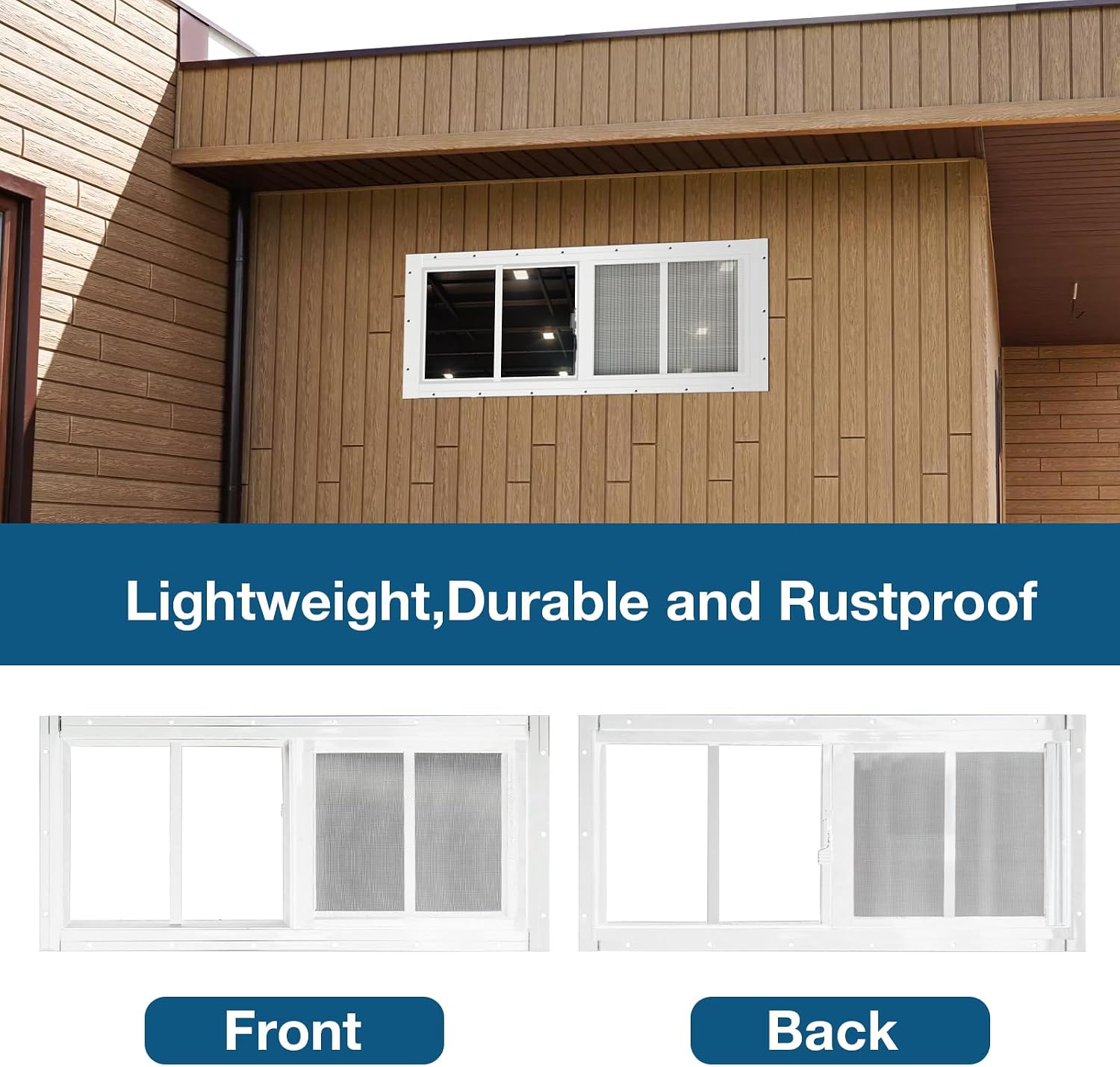 Yuzzy Shed Windows 2 Pack, 10"x23" Sliding Windows Transom Window with Tempered Glass and Removable Fiberglass Screen for Shed, Chicken Coop, Playhouse, Household, Garage, Barns (White)