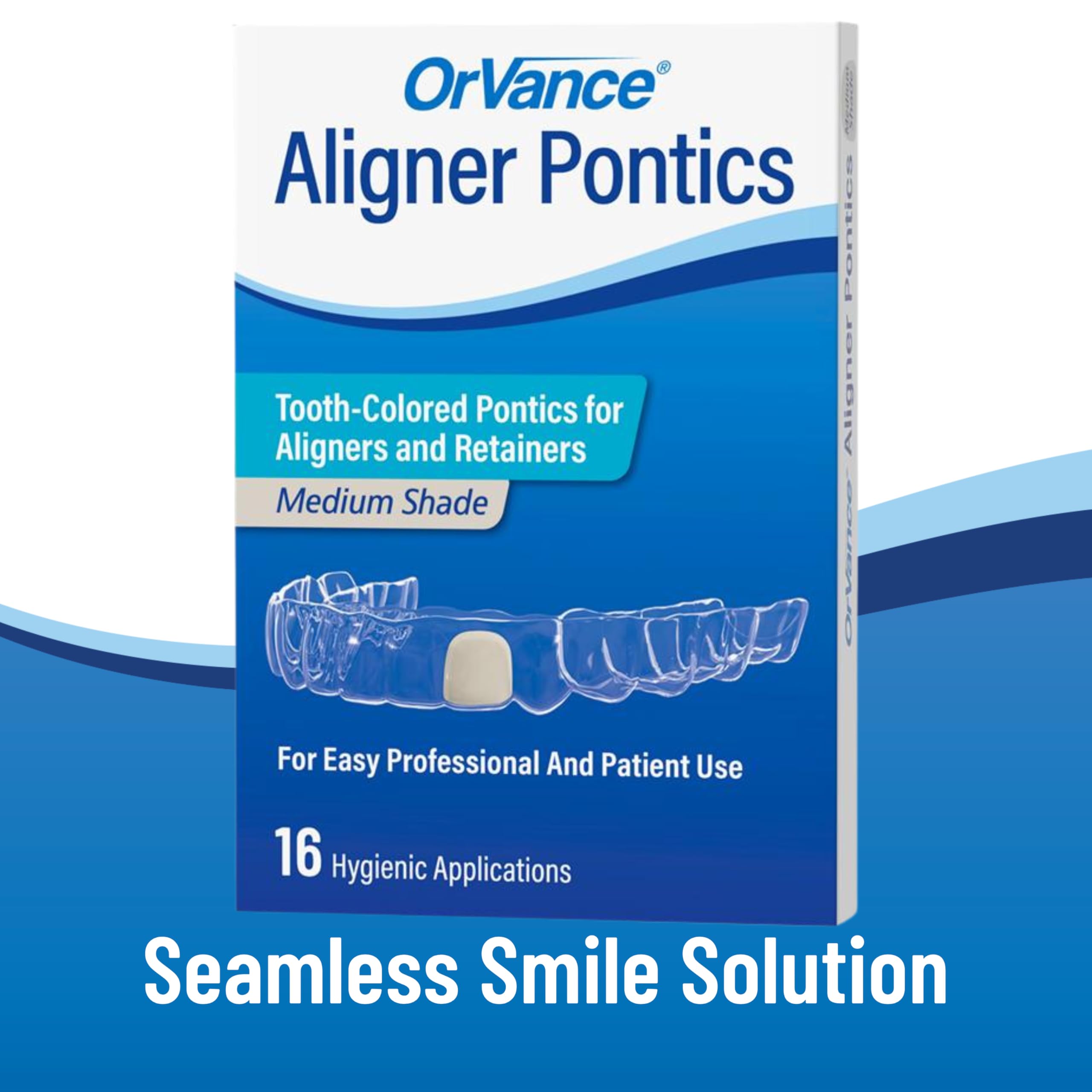 OrVance Pontics d'alignement – Teinte originale (moyenne) (32 pièces) | Remplacement temporaire des dents pour Invisalign, plateaux d'alignement et dispositifs de retenue transparents pendant le