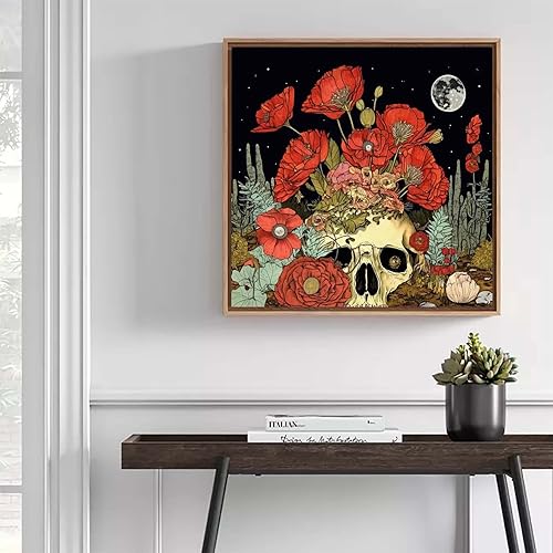 Miniatura 2 de Cuneai - Kit de pintura de diamante 5D para bricolaje, esqueleto, taladro redondo por números, rosas, manualidades, bordado de cristal, punto de