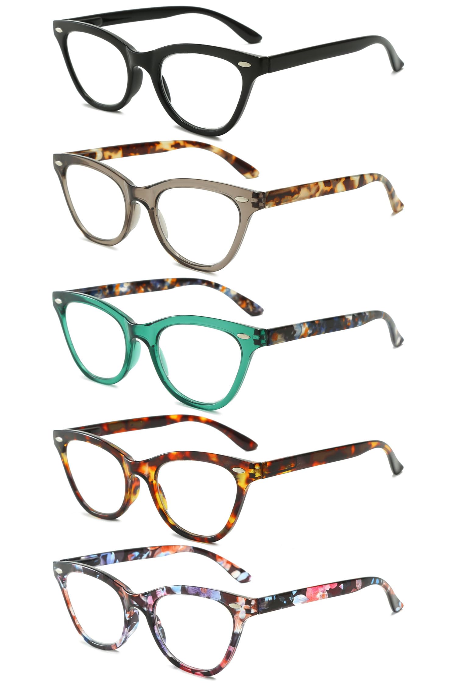 VEVESMUNDO Damen Lesebrillen Modern Katzenaugen Design Kunststoff Federscharnier Lesehilfen Sehhilfe Brille +1.0,+1.5,+2.0,+2.5,+3.0,+3.5,+4.0