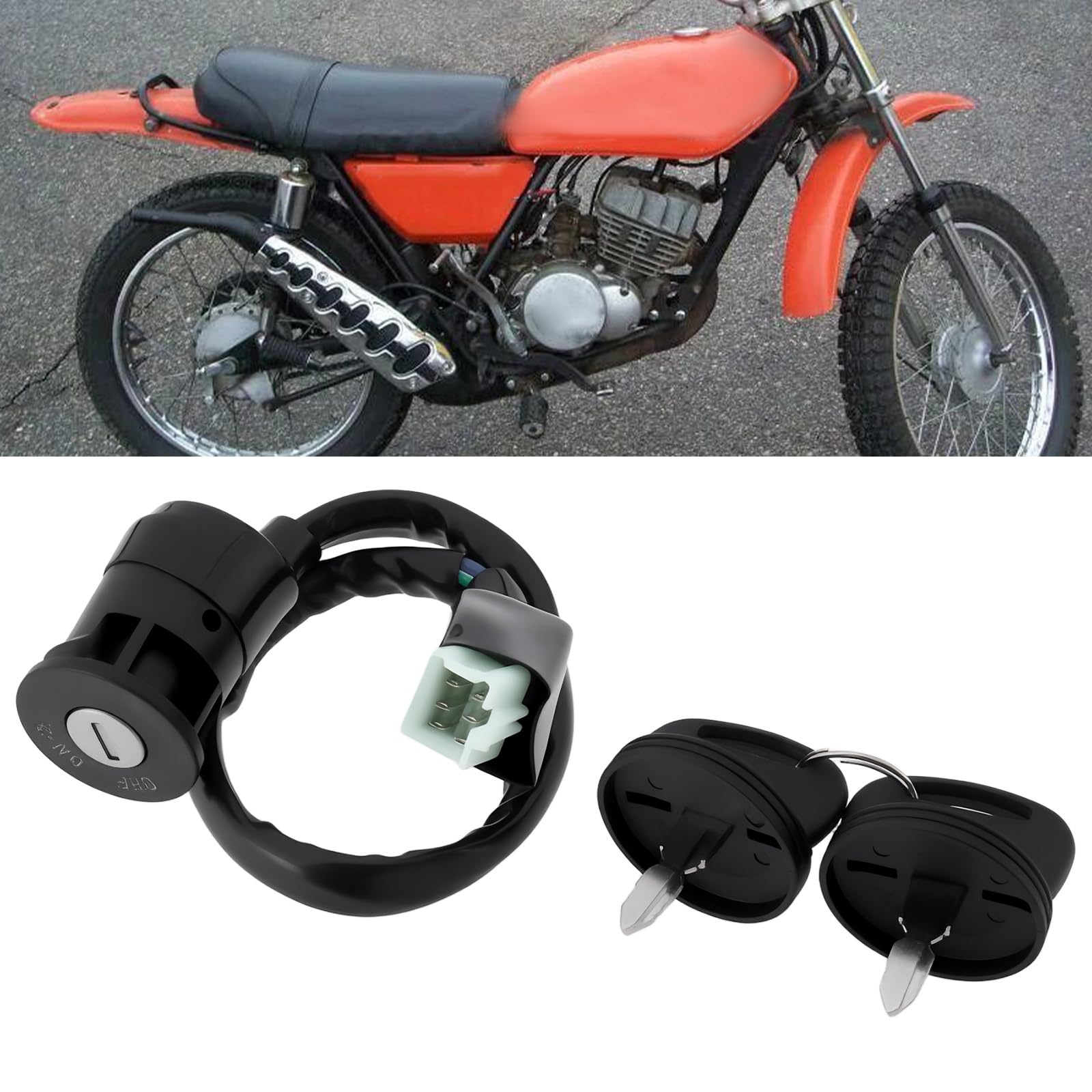 EMSea Interrupteur D'allumage 6 Broches avec Clé pour Moto (37110-03D00) Compatible avec Suzuki TS125 DR350