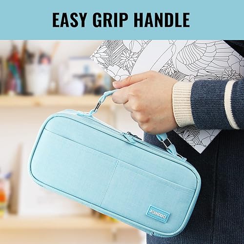 Miniatura 6 de Estuche para lápices, organizador de gran capacidad bolsa de almacenamiento con doble cremallera bolsa grande para lápices para universidad,