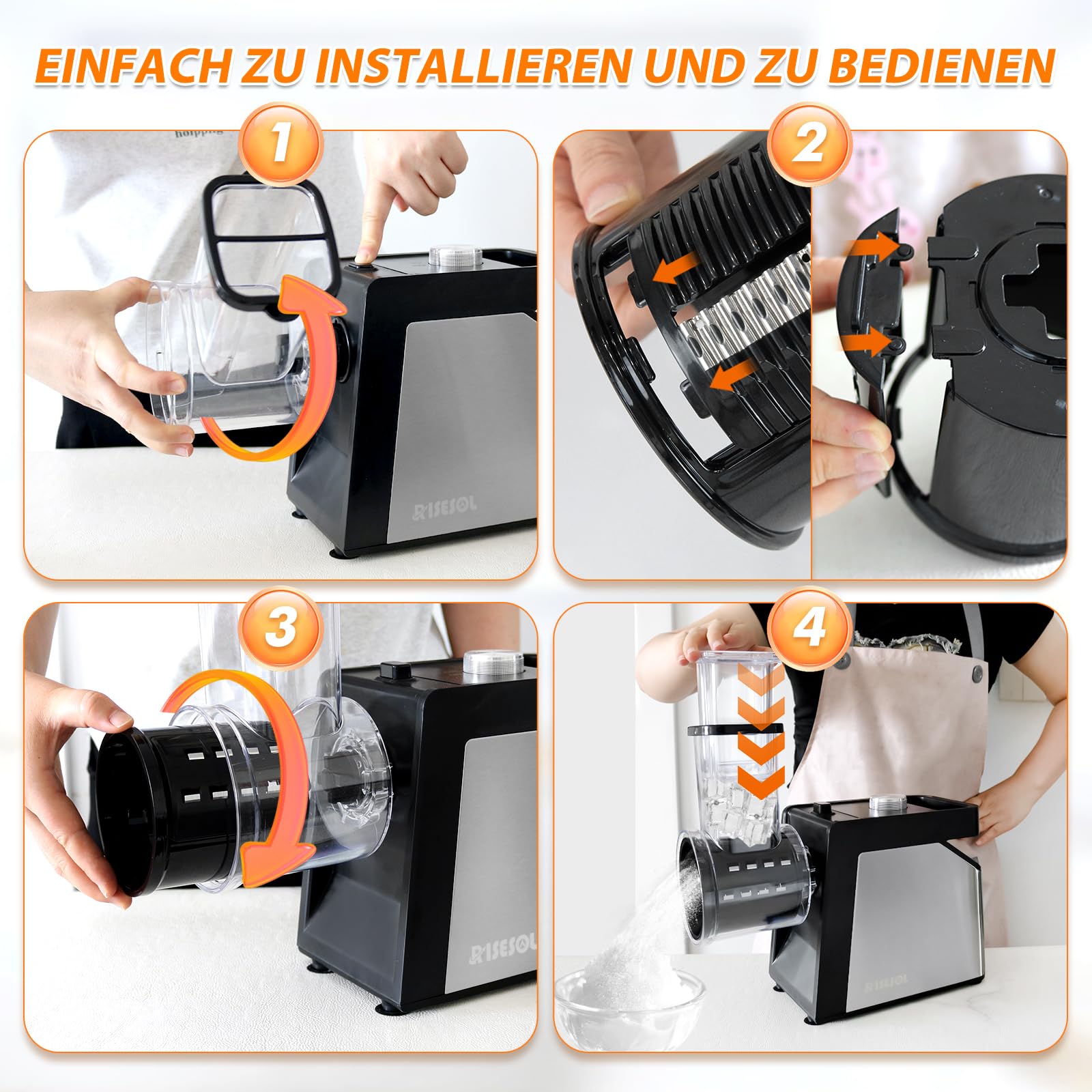 7 in 1 Gemüseschneider Elektrisch Ice Crusher Gemüsehobel Edelstahl Eisrasierer mit 7 Klingen 250W Küche Käsereibe Multifunktional 220V EU-Stecker