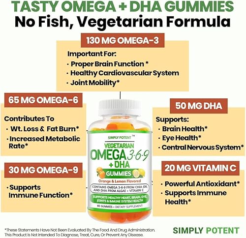 Miniatura 5 de Simply Potent Omega 3 - Gomitas de aceite de pescado sin pescado sin krill, suplemento vegetariano sin erupciones para hombres, mujeres y niños