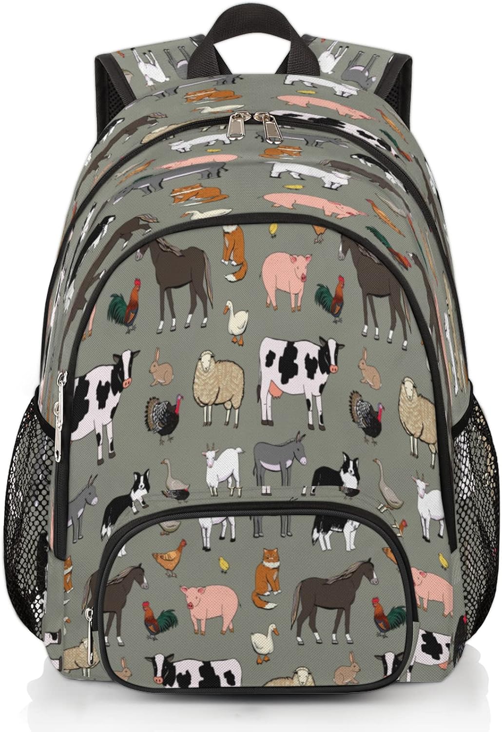 TropicalLife Farmhouse Rooster Chicken Bookbag 18 Inch School Backpack Teens Girls Boys Schoolbag Shoulder Computer Hiking Gym Travel Casual Travel Daypack