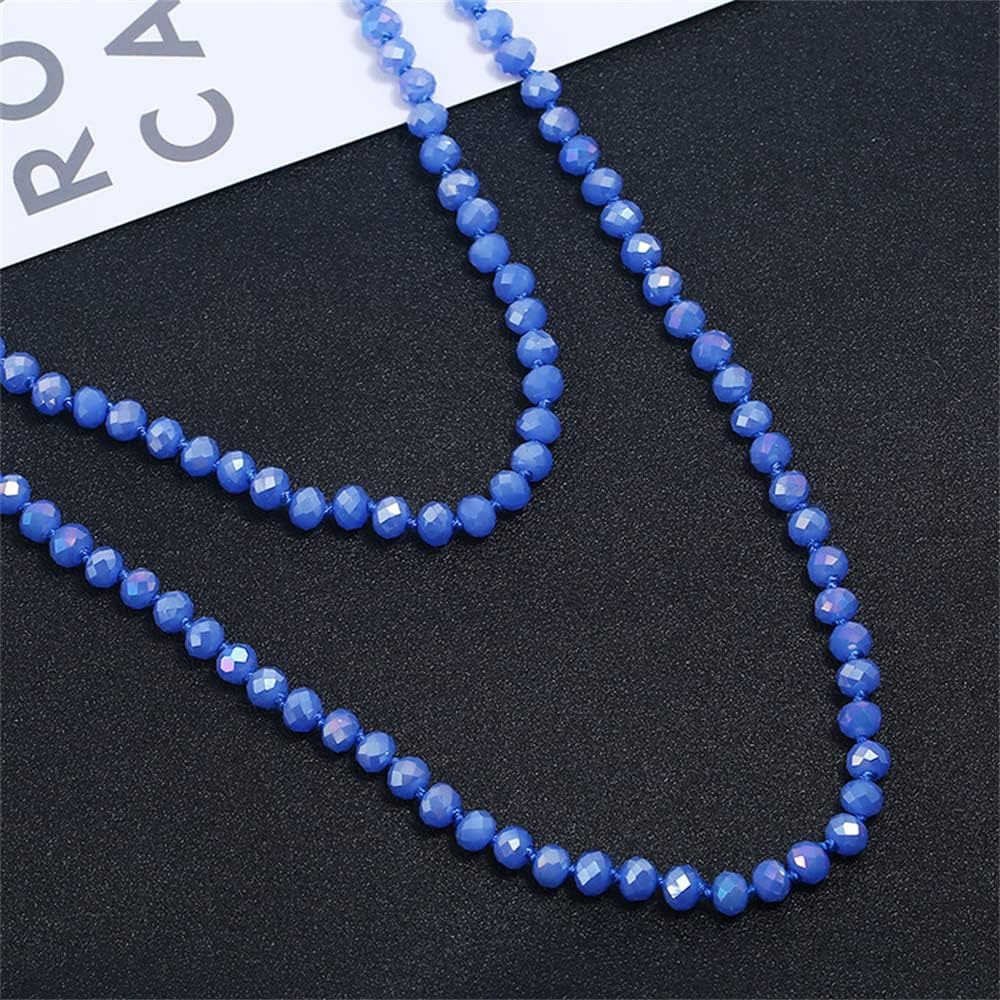 COLORFUL BLING 60-inch Long Hand Knotted Crystal Beaded Endless Strand Necklace Glass Beads Multi Layer Infinity Lariat for Women Men 1920s Flapper Sweater Costume Statement Jewelry - Image 4