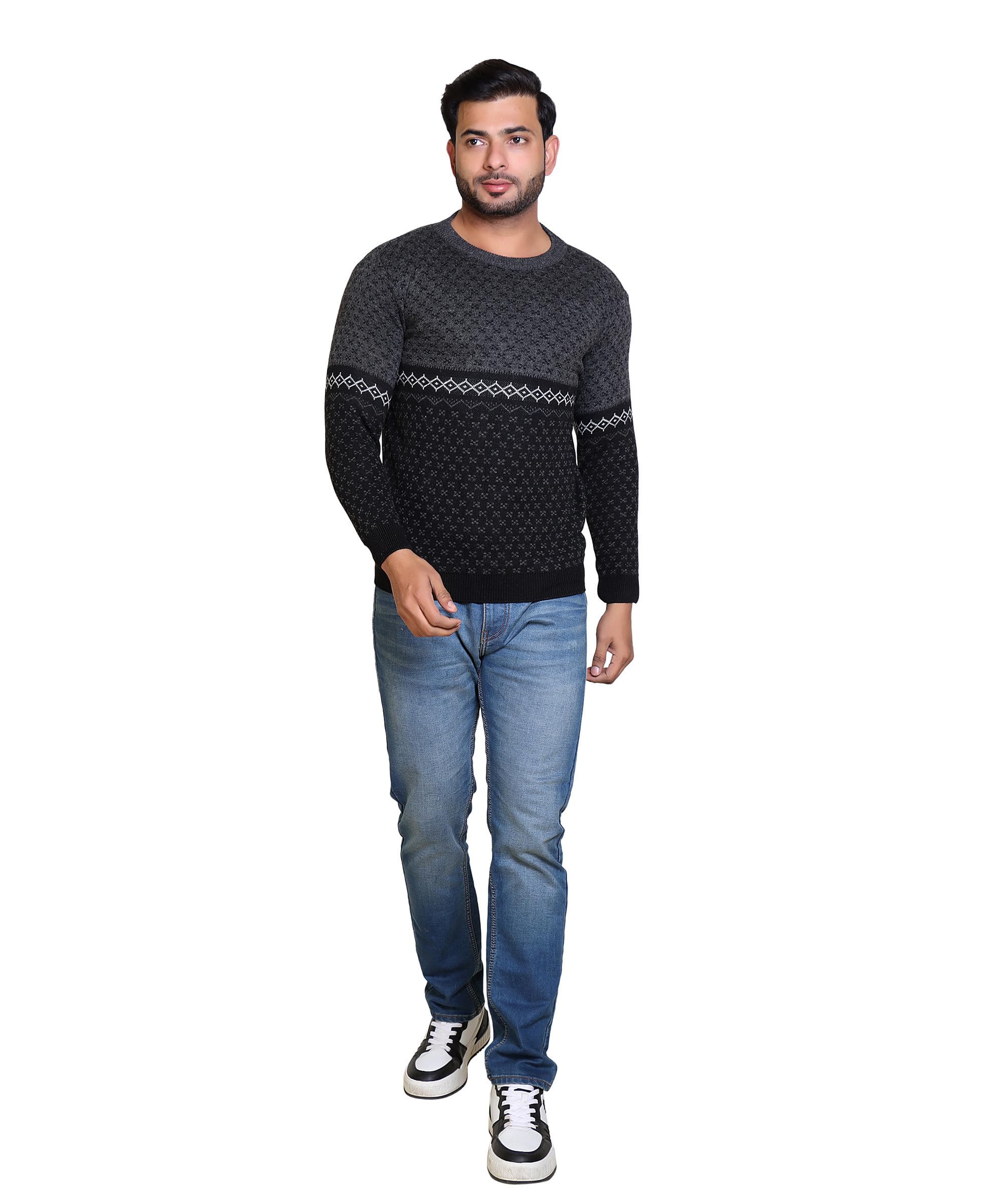 grand line Men's Acrylic Woolen Sweater Regular Fit Sweater Winter Wear Round Neck Full Sleeve Solid Sweater for Men's | Suitable Size is Medium and Large | Multicolor | GL/Men Sweater/32-picture-45