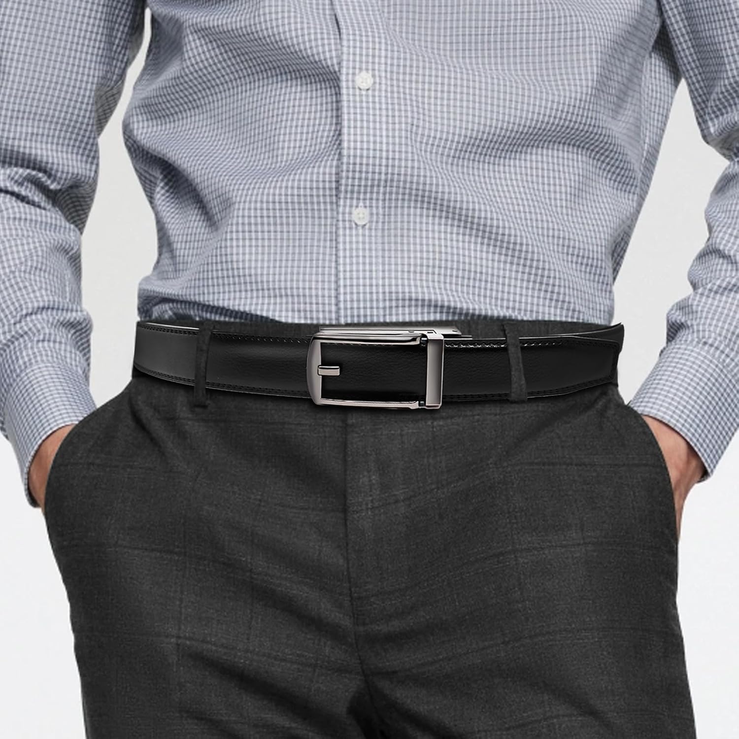 Mens Dress Belt-Ratchet Belt Leather 1 1/4"(32mm) for Dress Pants Casual Golf Dress Pants-Adjustable Trim to Fit - Image 8