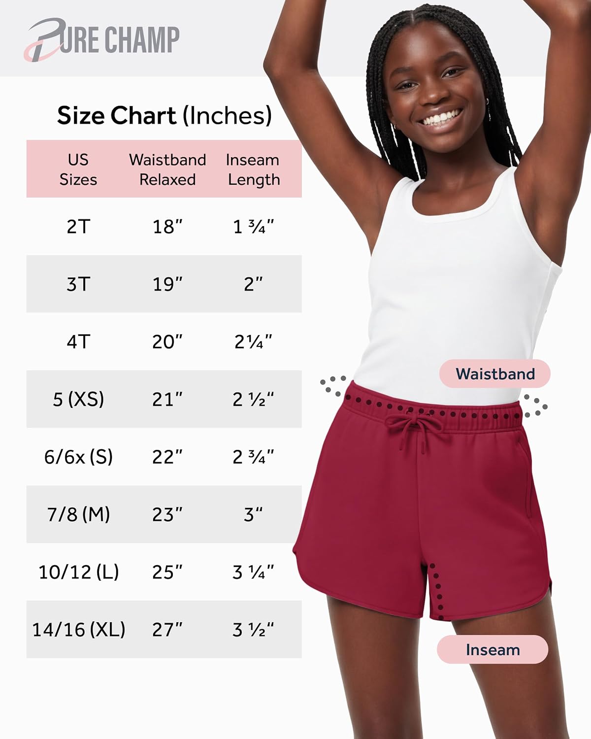 PURE CHAMP Girls Shorts 4 Pack Girls Athletic Shorts Ultra-Soft Youth Quick Dry Dolphin with Drawstring Size Toddler -16 image 3