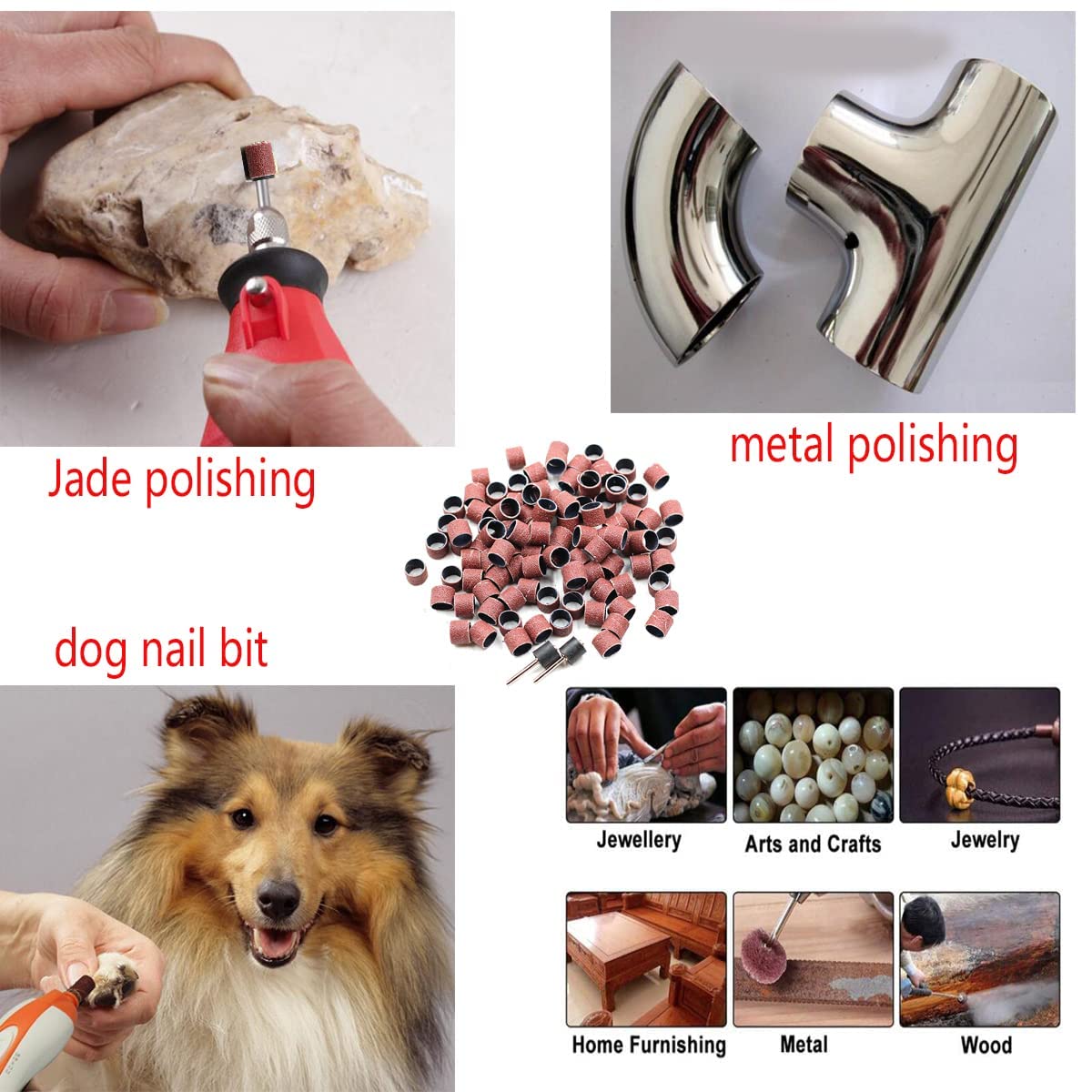 Rubans De Meulage Pour Meuleuse à Ongles Chien - Lot De Remplacement - 3 Diamètres (3/8", 1/4", 1/2") - Pour Soin Des Griffes Sans Stress
