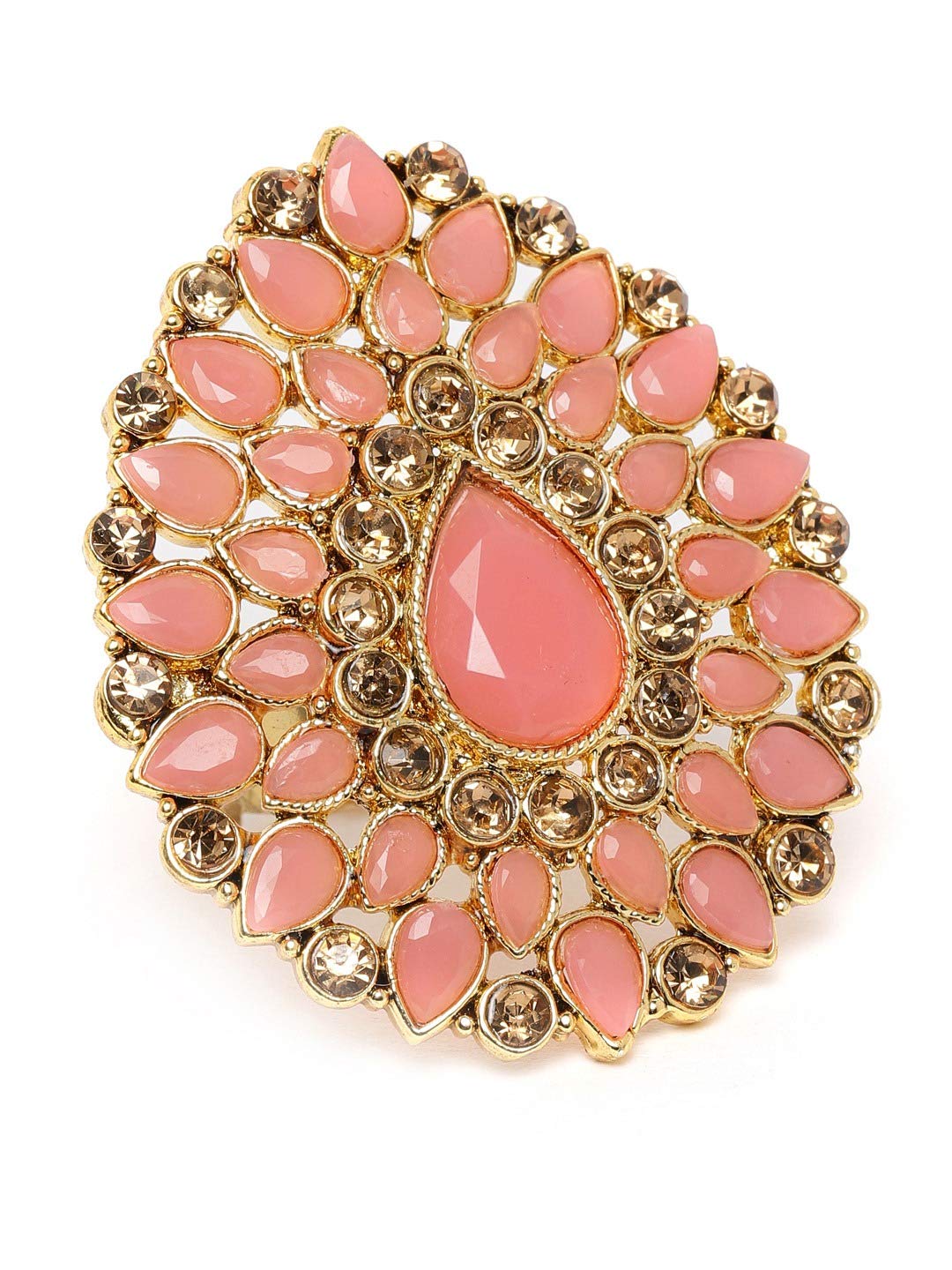 ZAVERI PEARLS Tilak Shape Peach Color Ethnic Adjustable Finger Ring For Women-ZPFK9788 (B08PQLZKG8) Amazon Price History, Amazon Price Tracker