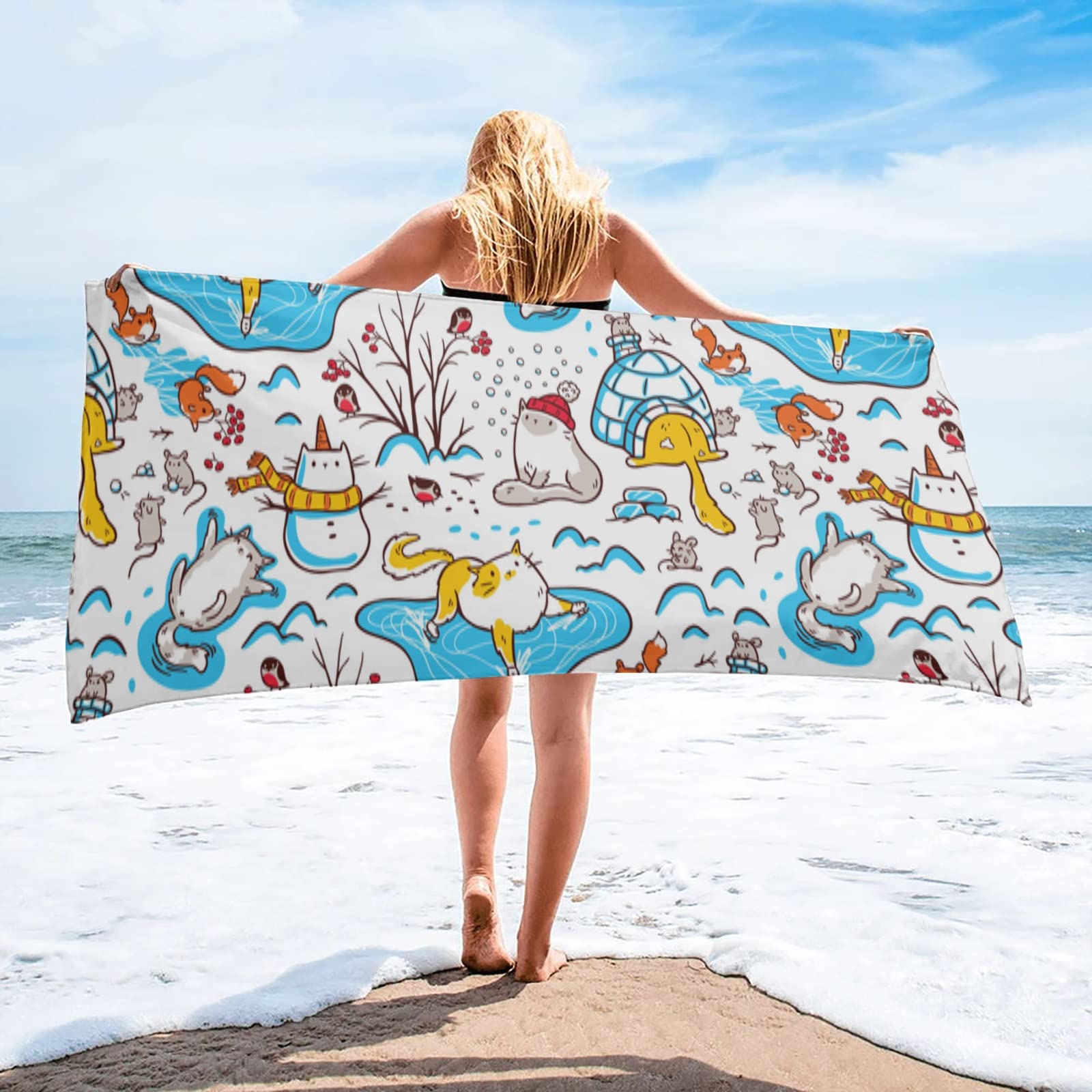 TILEZE Asciugamano da spiaggia sportivo Asciugamano in microfibra ad asciugatura rapida Coperta da spiaggia per adulti Coperta da picnic all'aperto Elementi essenziali per le vacanze/D/70 * 140Cm