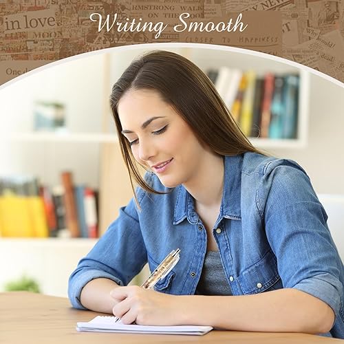 Miniatura 6 de Ireer 8 bolígrafos para mujer, de 0.039 in, tinta negra, de punta fina, escritura suave para estudiantes, aula, suministros de oficina (Vintage)