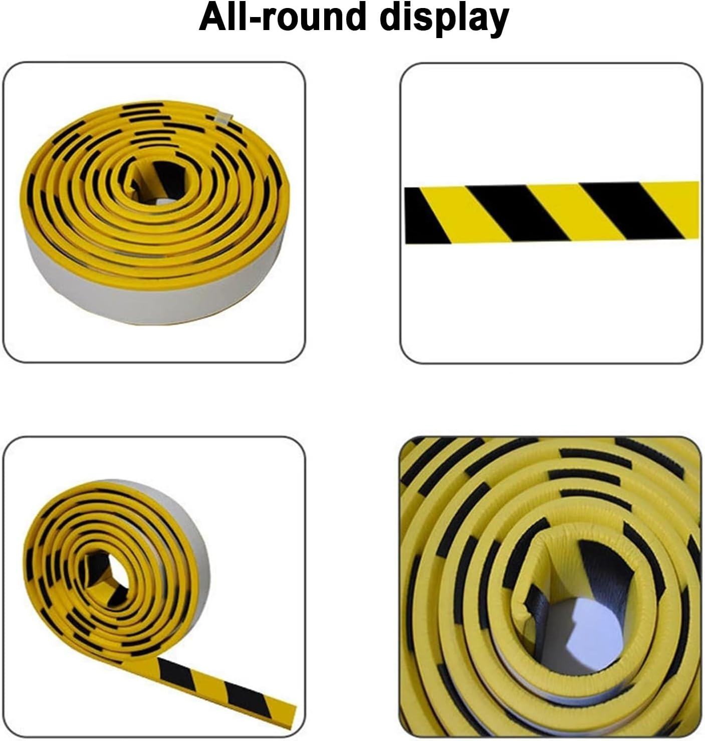 Flat Corner Guards, Industrial Yellow Black Anti-Collision Strips, 197in/500cm Yellow Black Edge Protector, Soft Corner Protectors, for Garage, Warehouse, Factory